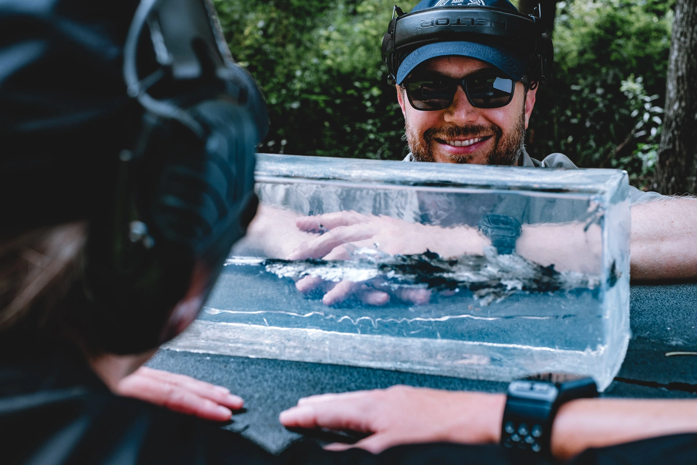 Inspecting bullet impact in Clear Ballistics gel block